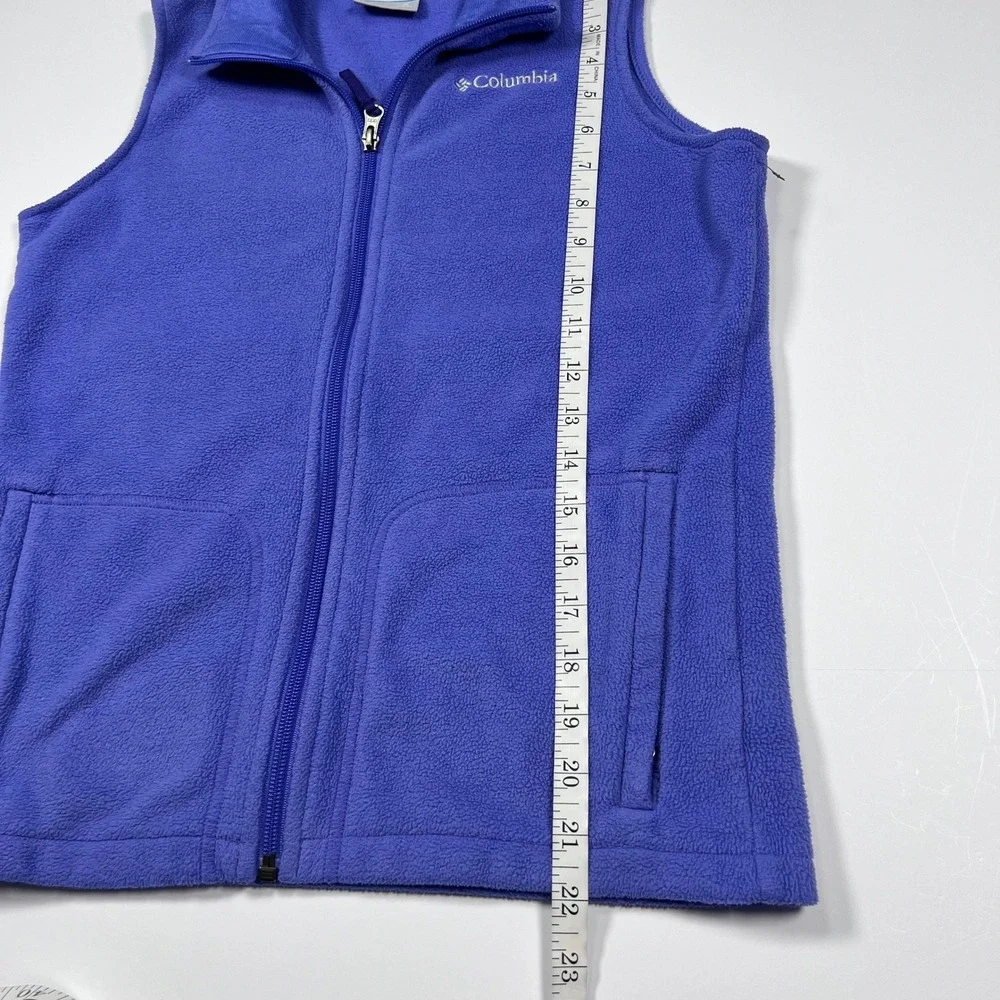 Columbia Fleece Vest Youth Medium 10/12 Purple Full Zip Kids Outdoor Sportswear